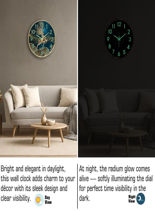 راندم ساعة حائط راديوم مقاس 12.75 بوصة (إطار ذهبي، وجه معدني) - Image 3